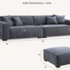 Aluxo Dakota 4 seater with Chaise in Pebble Boucle