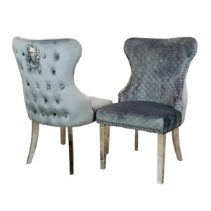 Chelsea Single Dining Chair with Lion Knocker Buttoned Back
