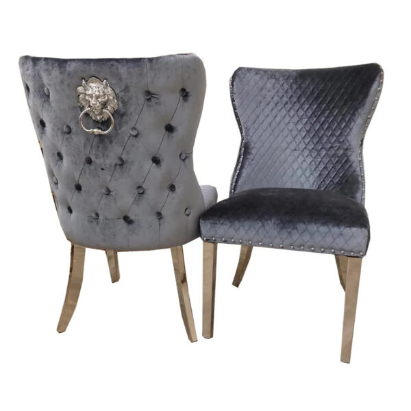 Chelsea Single Dining Chair with Lion Knocker Buttoned Back