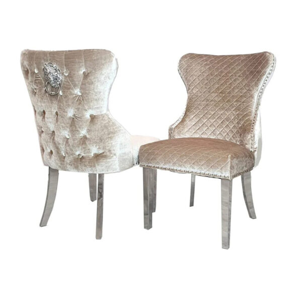 Chelsea Single Dining Chair with Lion Knocker Buttoned Back