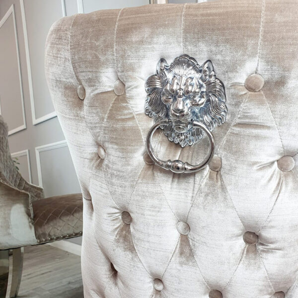 Chelsea Single Dining Chair with Lion Knocker Buttoned Back