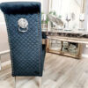 Emma Single Dining Chair with Lion Knocker Buttoned Back