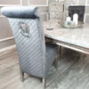 Emma Single Dining Chair with Lion Knocker Buttoned Back