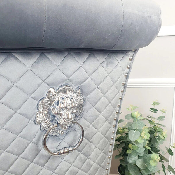 Emma Single Dining Chair with Lion Knocker Buttoned Back