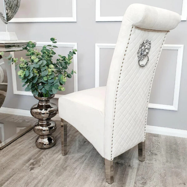 Emma Single Dining Chair with Lion Knocker Buttoned Back