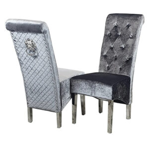 Emma Single Dining Chair with Lion Knocker Buttoned Back