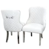 Kate Single Dining Chair with Chrome Clasp & Quilted Back - Light Grey Velvet