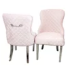 Kate Single Dining Chair with Chrome Clasp & Quilted Back - Pink Velvet