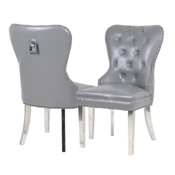Mayfair Leather Single Dining Chairs Plain Back/Square Knocker