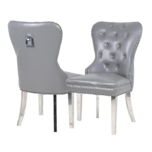Mayfair Leather Single Dining Chairs Plain Back/Square Knocker