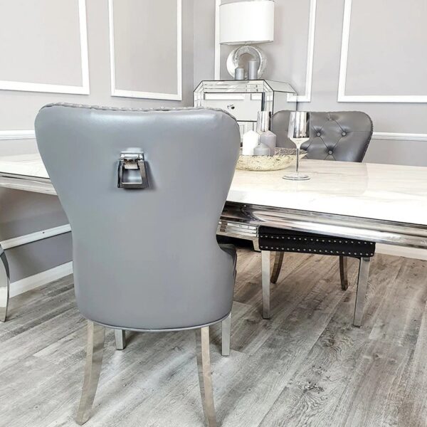 Mayfair Leather Single Dining Chairs Plain Back/Square Knocker