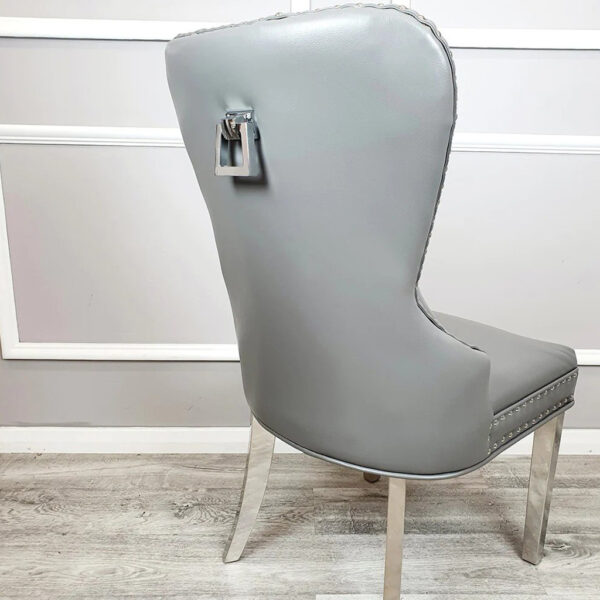 Mayfair Leather Single Dining Chairs Plain Back/Square Knocker