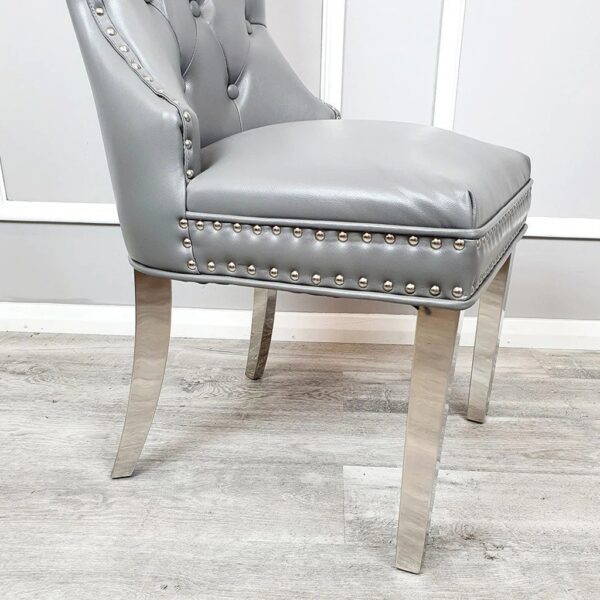 Mayfair Leather Single Dining Chairs Plain Back/Square Knocker