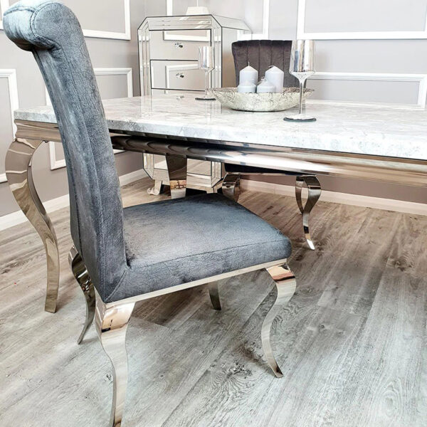 Nicole Single Dining Chair with Plain Back, Line & Cross Stitch